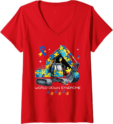 Cute Present Kids World Down Syndrome Awareness Day Ladies' V-Neck Tshirt