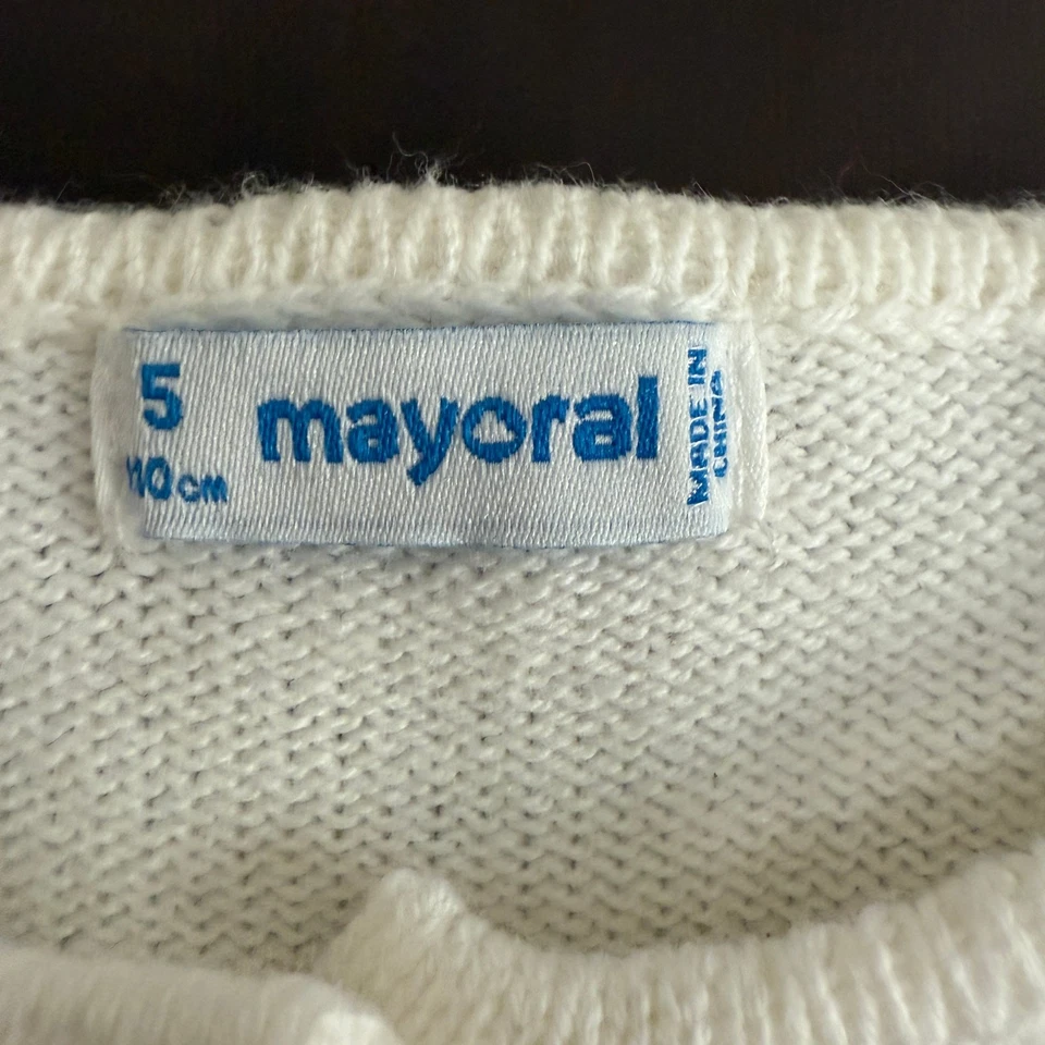 MAYORAL | Invierno Blanco Perla Botón Volantes Dobladillo Manga Larga Cardenal | Talla 5 Foto 4 de 4