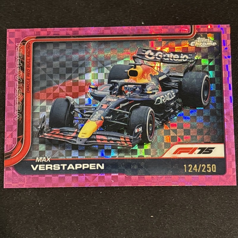 2025 Topps Chrome Formula 1 Max Verstappen #73 Pink Checker Refractor #124/250