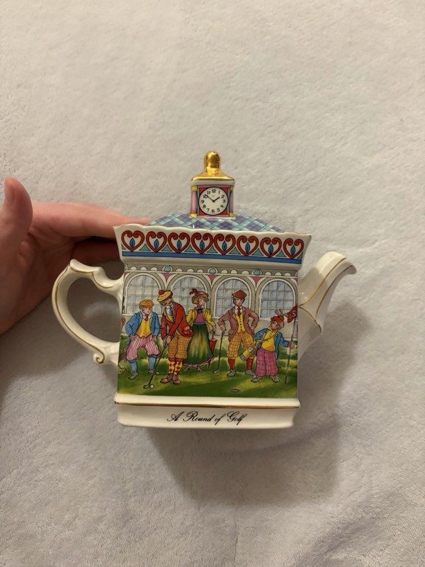 Sadler A Round of Golf 1-Cup Ceramic Teapot w/ Lid Glossy Multicolor