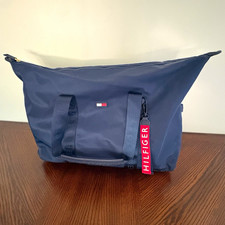 Tommy Hilfiger Blue Solid Duffle Bag Zip Closure Double Handles Men s