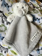 Blankets and Beyond Gray White Bear Lovey Plush Security Blanket 14 X 14"