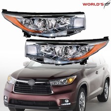 For Toyota Highlander 2014 2015 2016 Halogen Headlights Assembly Headlamps Pair
