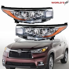 For Toyota Highlander 2014 2015 2016 Halogen Headlights Assembly Headlamps Pair