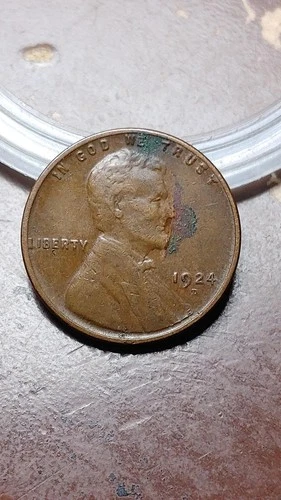 1924 D Lincoln Wheat Cent Penny VF+ Details Environmental Damage            W886