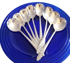 8 Oneida Community EVENING Star GUMBO Soup Spoons Silverplate Flatware