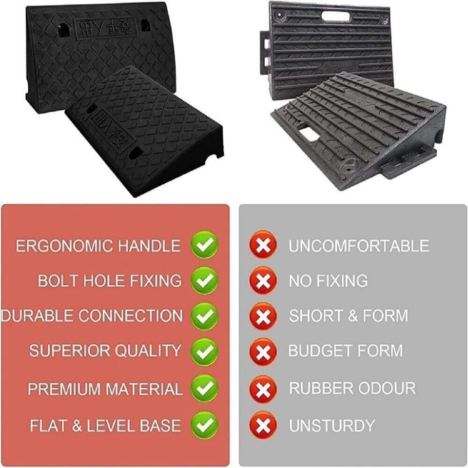 2X 50cm Heavy Duty Rubber Kerb Ramps for HGV Caravans Lorry Car Truck ...