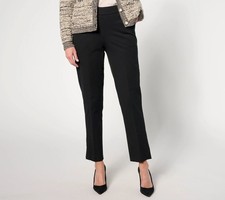 Isaac Mizrahi Live Tall 24/7 Stretch Icon Ankle Pants Pitch Black 6 New