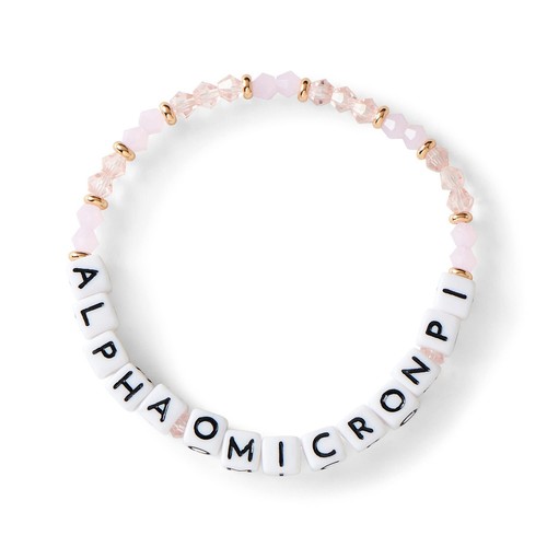 Alpha Omicron Pi Bracelet — Glass Bead Bracelet with AOP Name Beads and 18K Gold - Picture 1 of 7
