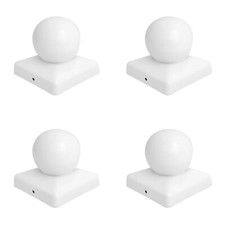 Square Metal Steel White Fence Gate Post Cap With Ball Flange 100mm x 100mm 4"