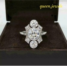 2.85CT Lab-Created Round Cut Diamond 14K White Gold Over Engagement Wedding Ring