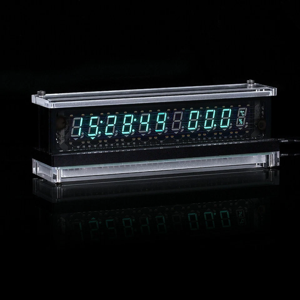 Transparent VFD Screen Display HomeDecor Clock Ref Nixie Tube Era with Theometer - Image 4 of 4