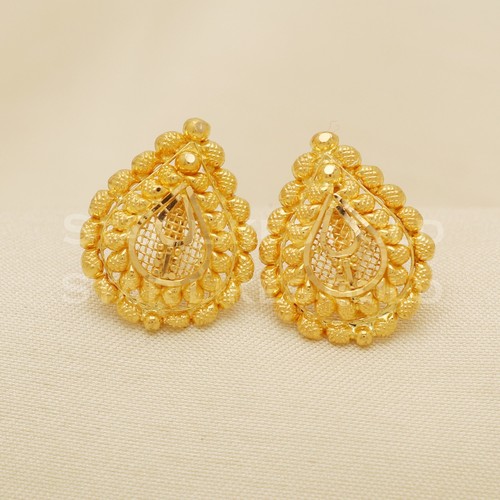 Gold Earrings 22k Gold Earrings Stud Light weight Everyday Wear Earrings