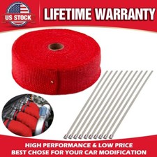 Roll X 2 50ft Red Fiberglass Exhaust Header Pipe Heat Wrap Tape10 Ties Kit Us