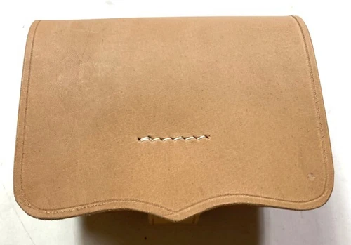 CIVIL WAR US CSA PISTOL REVOLVER AMMO POUCH WITH WOODEN BLOCK- NATURAL LEATHER