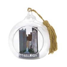 Mini Skyline Pittsburgh Christmas Ornament Open Glass Ball