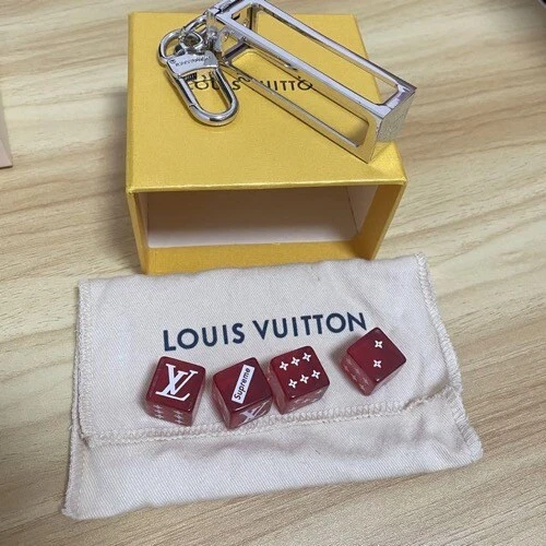 Louis Vuitton LV x YK Face Key Ring Red Leather