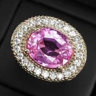 Charming Bubblegum Pink Sapphire 7.60Ct 925 Sterling Silver Handmade Halo Rings