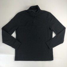 Perry Ellis Sweater Small Black Mens Long Sleeve Winter 1/4 Zip Mock Neck Used