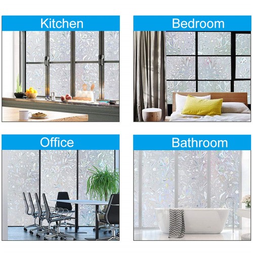 Rainbow Window Film Sticker Privacy Flower Frosted Stained Glass Sticker Decor - Picture 18 of 36