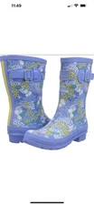 Joules Molly Welly Bluditsy Women's  Pull On Rubber Rain Boots Size 8 NIB
