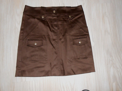 NWOT Women~CACHE~BROWN~POCKETS~Stretch Multi Blend Mini Skirt Size 6~SUPER CUTE~