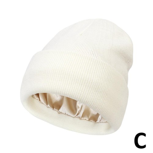 Satin Lined Beanie Unisex Wool Knit Hats Winter Warm Beanie Silk Lined Hats W2V5 - Foto 19 di 22