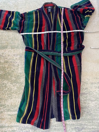 VTG Stafford Turkish Bath Robe OS One Size Thick Striped Fleece Luxury Belted - Picture 3 of 6