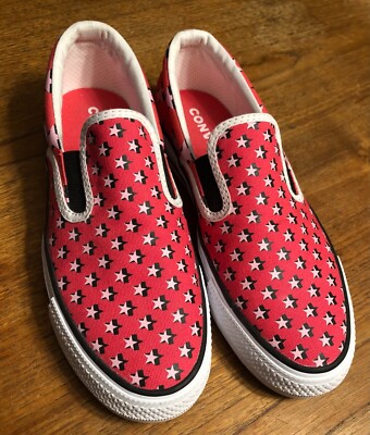 Converse All Star Chuck Taylor Pink Stars Double-Gore Slip-On Sneakers Size 