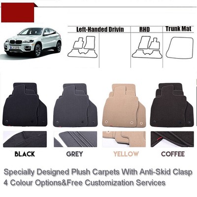 Full Set 1/2''Thick Solid Nylon Interior Floor Carpet Mats For BMW X6/E71