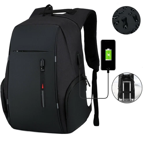 17" Oxford Anti-Diebstahl Laptop Rucksack Reise Business Schule Buchtasche mit USB-Anschluss - Bild 40 von 44