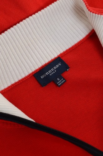 Suéter Jersey Burberry Vintage Para Hombre Rojo Algodón Cuello Cremallera Talla S Hecho en Portugal - Imagen 10 de 12