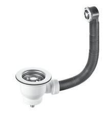 McALPINE Kitchen Sink Mini Basket Strainer Waste with Overflow 85mm Flange