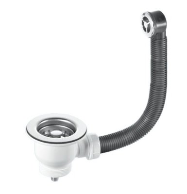 McALPINE Küchenspüle Mini Korb Sieb Ablaufgarnitur mit Überlauf 85 mm Flansch