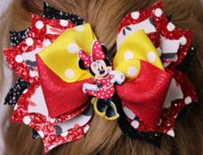 Red And Yellow Polka Dot Minnie Mouse Hairbow Stacked Handmade