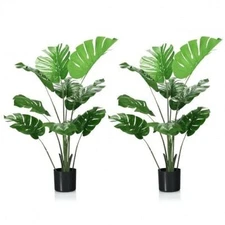 2 Pack Artificial Monstera Deliciosa Tree with 10 Leaves of Different Sizes - Co