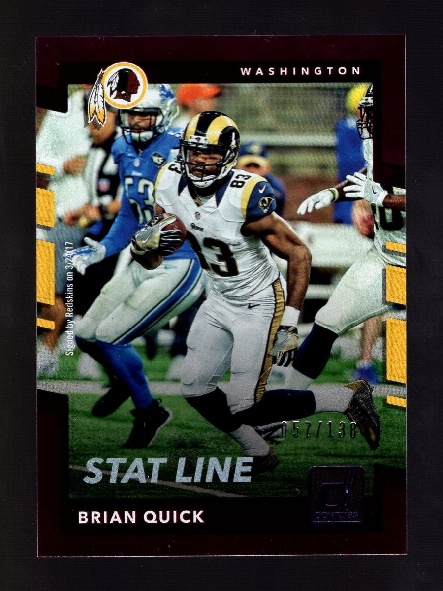 2017 DONRUSS STAT LINE PURPLE #244 BRIAN QUICK 57/138 WASHINGTON REDSKINS