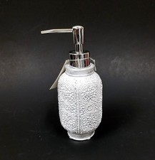 NEW RAYMOND WAITES WHITE+SILVER CARVED RESIN VINTAGE BATHROOM SOAP DISPENSER