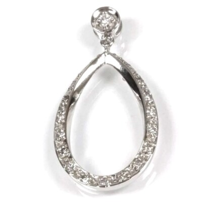 0,35 ctw natürlicher Diamant massiv 14k Weißgold Träne Tropfen Hänger Anhänger 1,18''