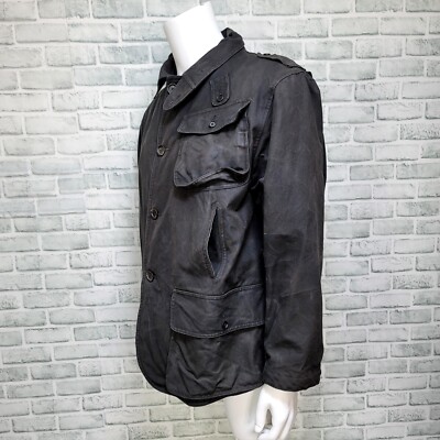 Vintage 90s Polo Ralph Lauren Mens XL Black Waxed Denim SW Wool