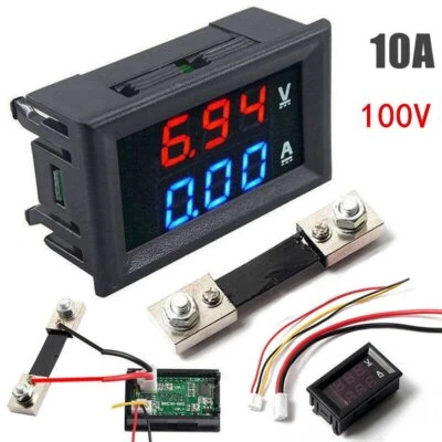 DC 100V 10A Voltmeter Amperemeter LED Dual Digital Volt Amp Meter Anzeige DE