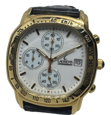 Laurens 17114 Chronograph Uhr Vergoldet Gelb Mvt Miyota OS10 35mm N.O.S