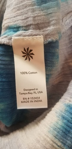 Kyla Seo Women Dress Tie Dye Gray Blue Multicolor Cotton Gauze Button Sz Med - Picture 4 of 4