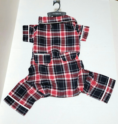 Fabdog Plaid Flannel Christimas Dog Pajamas Red Black 20in 33-40lbs