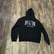Run NYC 2019 Marathon Black Hoodie Mens Size M