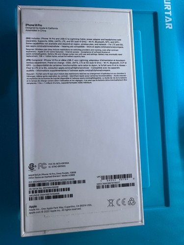 iPhone 14 Pro violet foncé 128 Go boîte UNIQUEMENT - Photo 2 sur 5