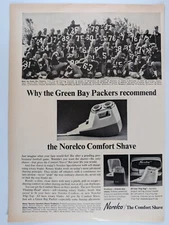 Green Bay Packers Team Photo Norelco Comfort Shave Starr 1964 Time Ad 8x11"