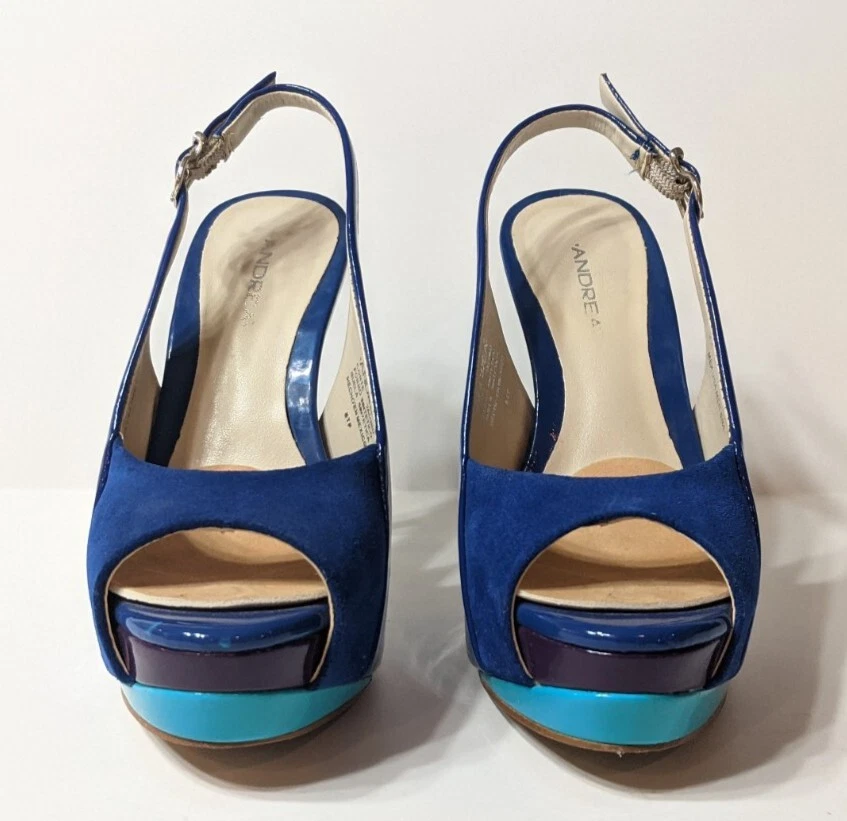 Blue designer heels top