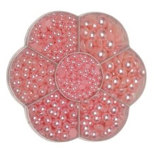 1900pcs Pink Assorted 7 Sizes Imitation Half Pearl Flatback Bead Scrapbook Cr...