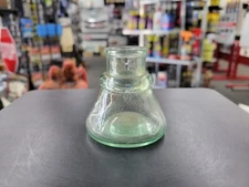 Antique Aqua Blue /Green Glass, Cone Shaped Ink Bottle, Well, Quill Pen 